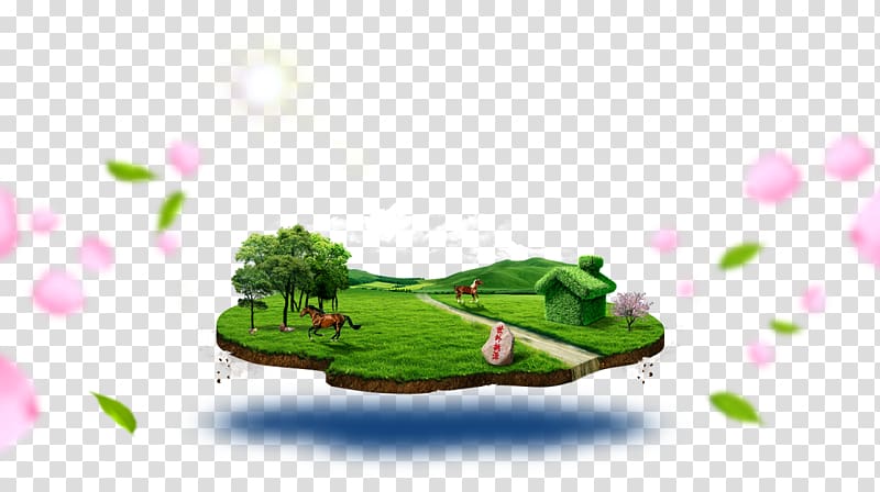 green grassfield illustration, Floating island transparent background PNG clipart