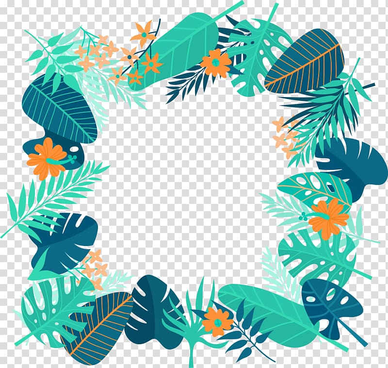 flowers and leaves illustration, Tropics Euclidean , hand-painted tropical leaves transparent background PNG clipart