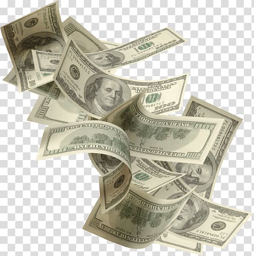100 US dollar banknotes, Money Falling Fast transparent background PNG clipart