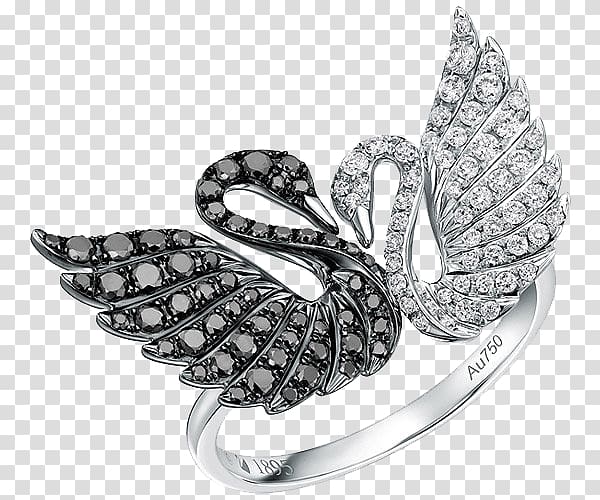 Cygnini Earring Swarovski AG Jewellery, Swarovski jewelry black and white rings transparent background PNG clipart