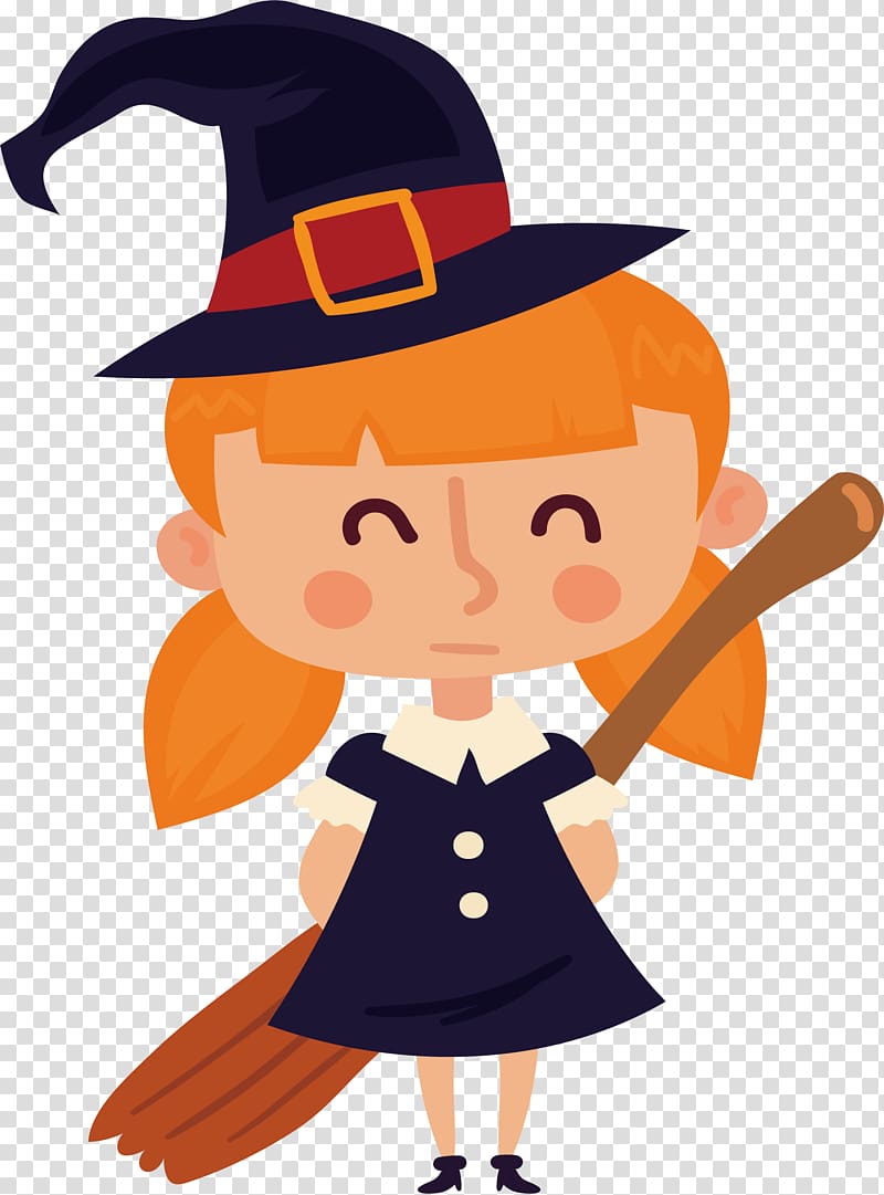 Witchcraft Euclidean , Lovely broomstick witch transparent background PNG clipart