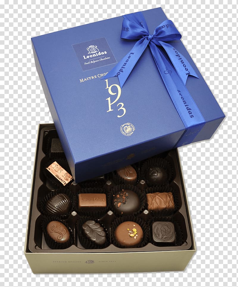 Praline Chocolate truffle Box Chocolate bar Leonidas, blue Gift transparent background PNG clipart