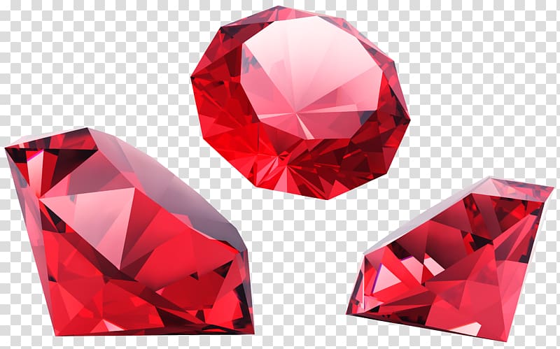 three rubies, Red diamonds , Red Diamonds transparent background PNG clipart