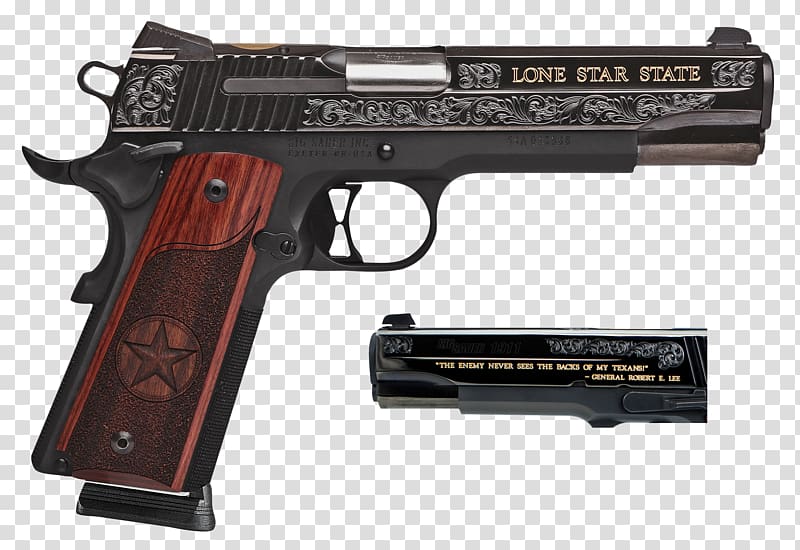Texas SIG Sauer 1911 M1911 pistol MEU(SOC) pistol, engraved transparent background PNG clipart