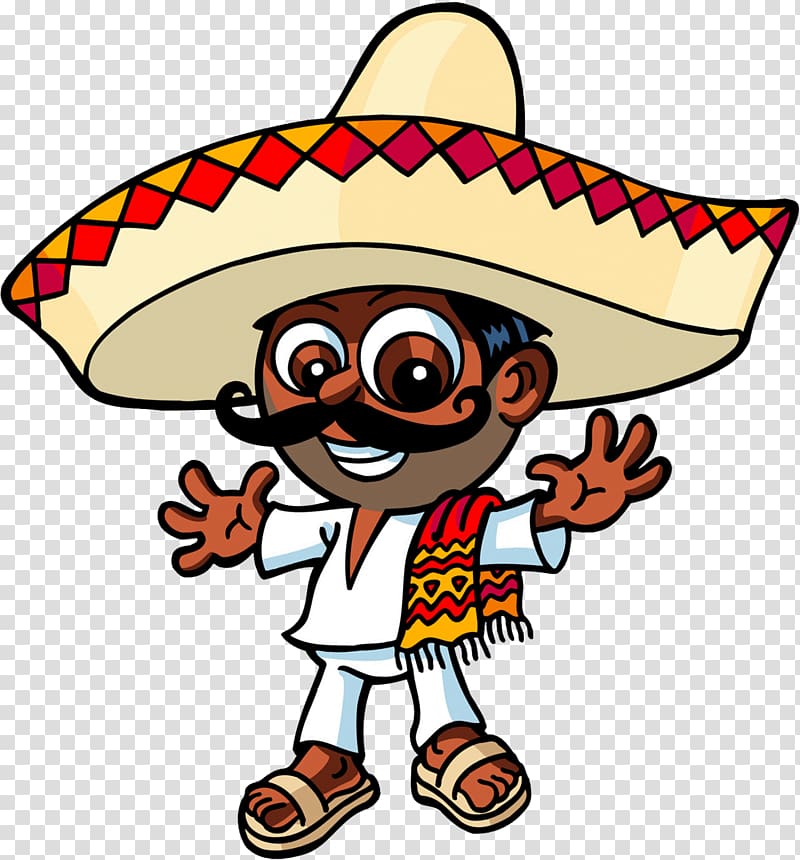 man wearing sombrero , Mexican cuisine Cartoon Taco Mexicans , Topic transparent background PNG clipart