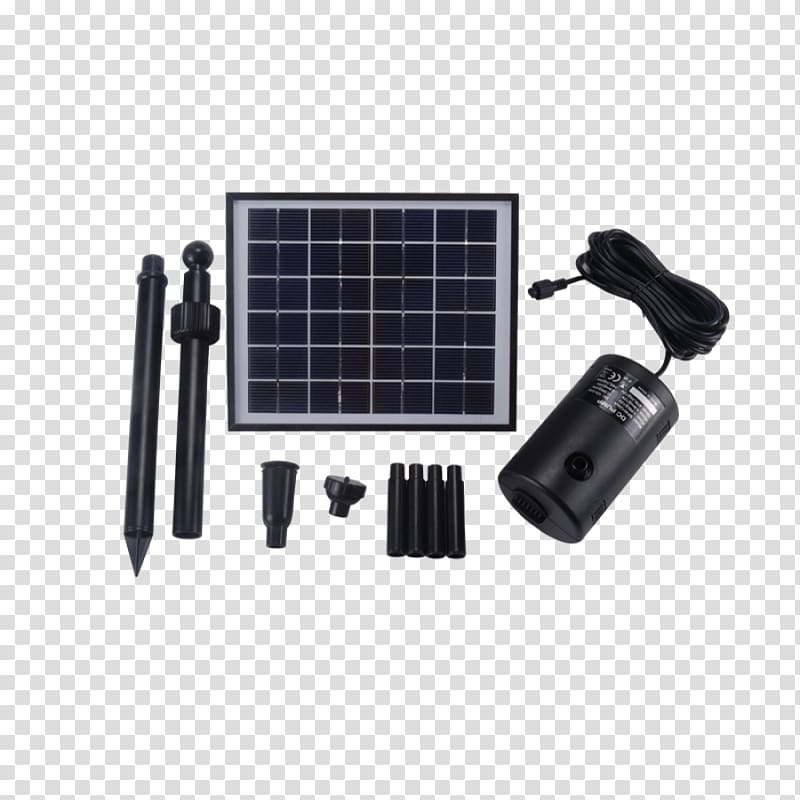 Solar-powered pump Solar energy Solar Panels Fish pond, water fountain transparent background PNG clipart