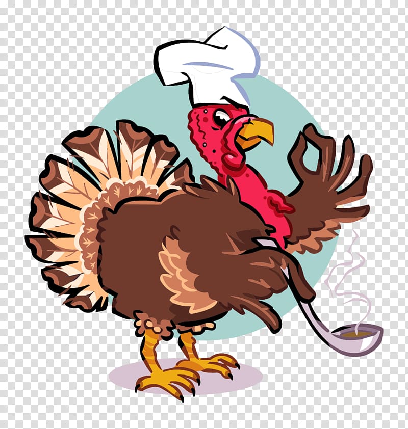 Turkey meat Thanksgiving dinner , cartoon chef transparent background PNG clipart