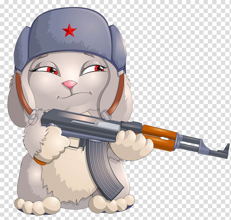 European rabbit Firearm Illustration, Gun bunny transparent background PNG clipart
