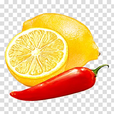 Lemon Chili pepper Chili con carne Vegetarian cuisine Tangelo, lemon transparent background PNG clipart