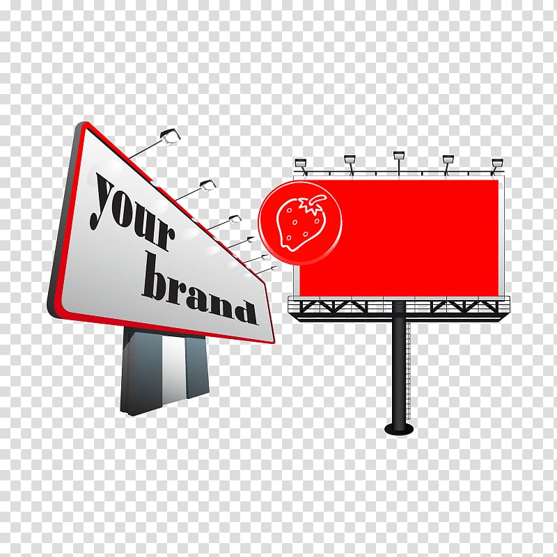 Signage Advertising Billboard, red billboard transparent background PNG clipart