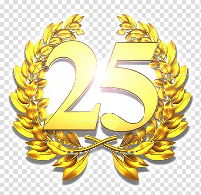 Laurel wreath, 25 anniversary transparent background PNG clipart