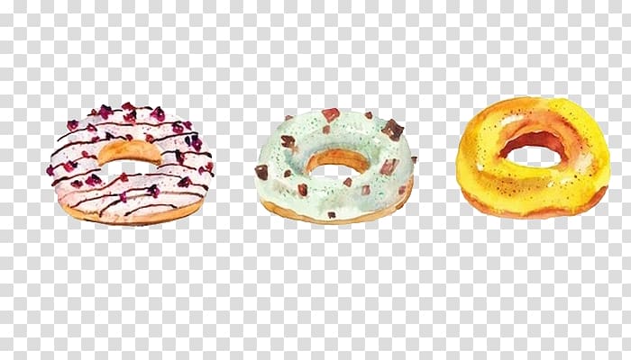 Doughnut Food Watercolor painting Macaron Cream, Cartoon donut transparent background PNG clipart