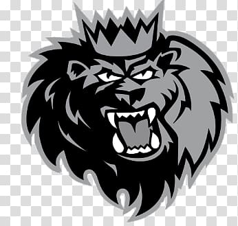 black and gray lion logo, Manchester Monarchs Lion Head transparent background PNG clipart