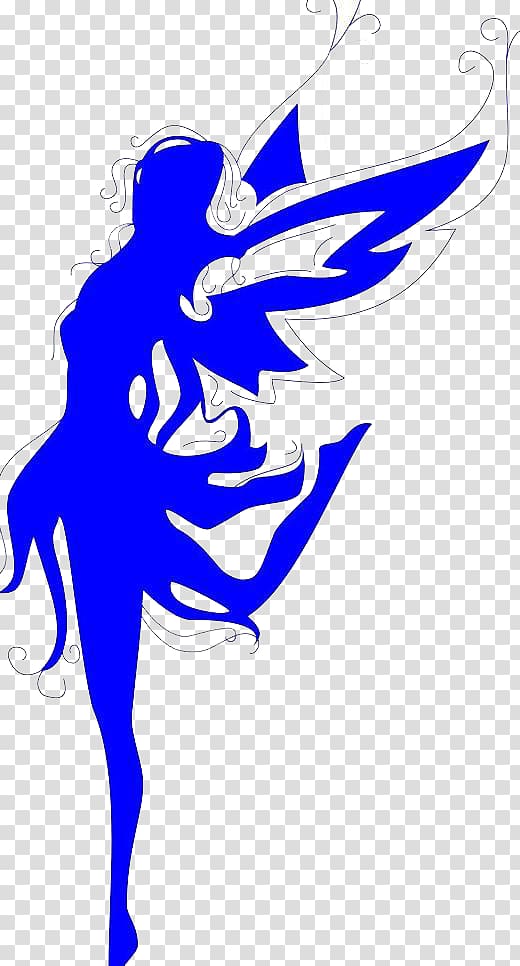 Abziehtattoo Angel Wall decal Girl, Blue Elf Silhouette transparent background PNG clipart