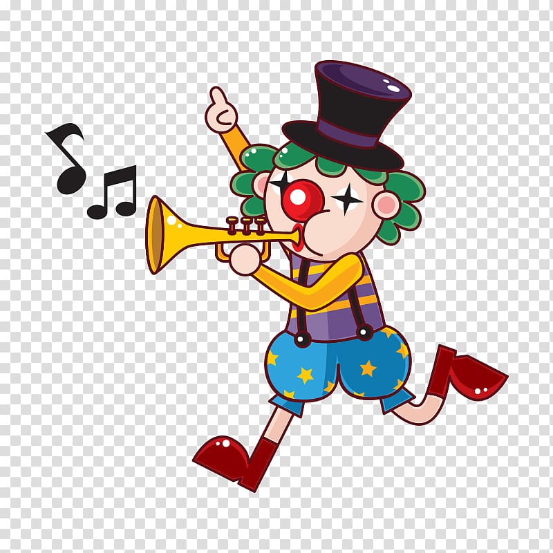 Circus Cartoon Clown , Cartoon trumpet clown 360 library transparent background PNG clipart