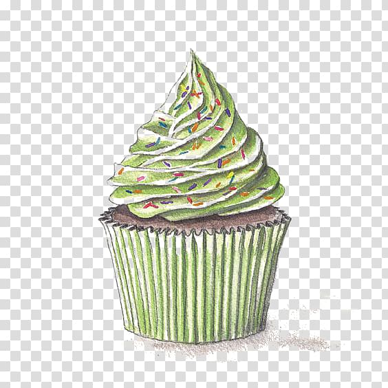 Cupcake Green tea Matcha, Cups green tea cake transparent background PNG clipart