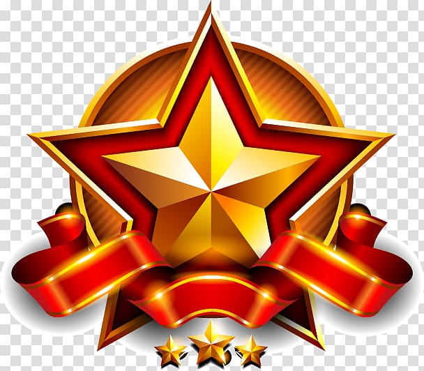 Red and gold ribbon ball star transparent background PNG clipart