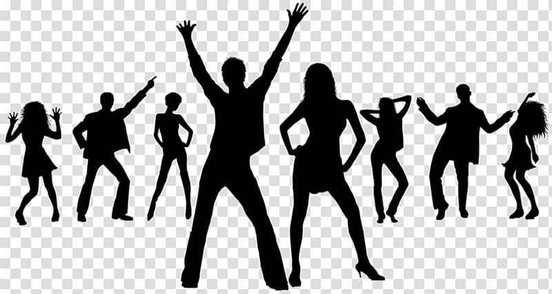 Dance party Disco Drawing, Silhouette transparent background PNG clipart