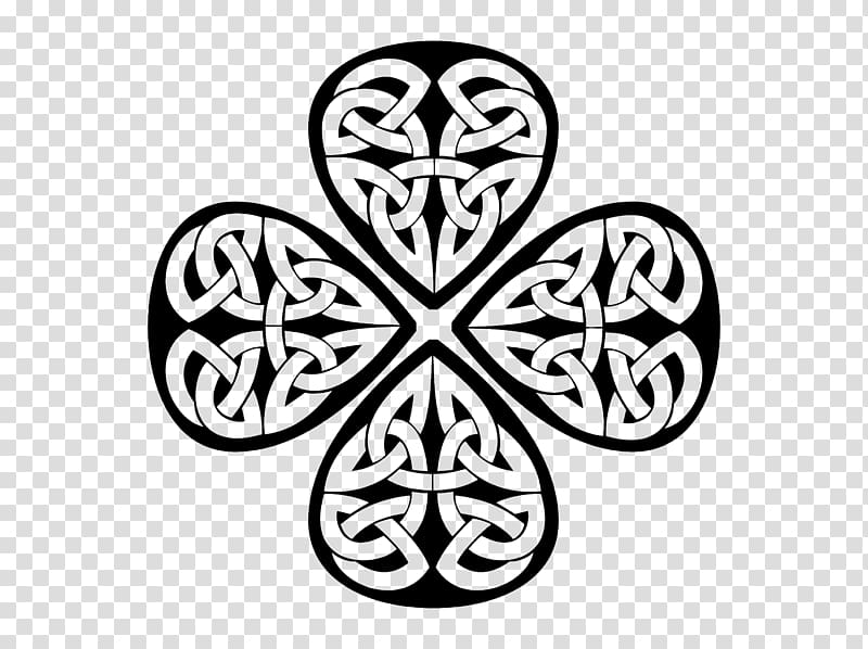 Ireland Shamrock Four-leaf clover , Black and white woven Clover transparent background PNG clipart