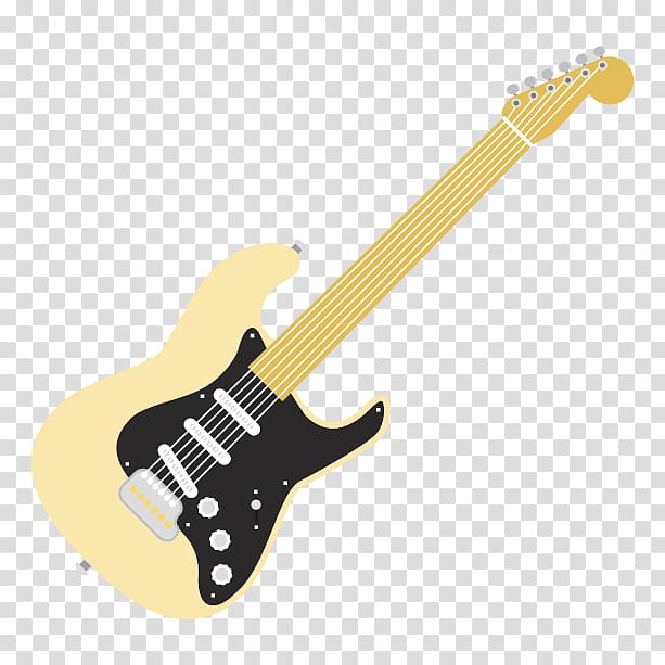 brown and black guitar , Electric guitar Bass guitar Musical instrument Fender Stratocaster, Cartoon electric guitar transparent background PNG clipart