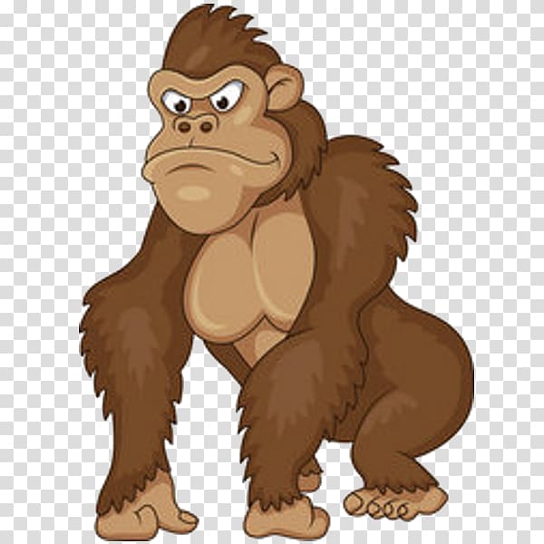 Gorilla Ape , caricature transparent background PNG clipart