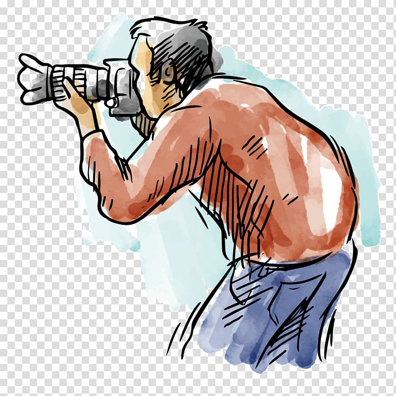 grapher Watercolor painting, SLR camera transparent background PNG clipart