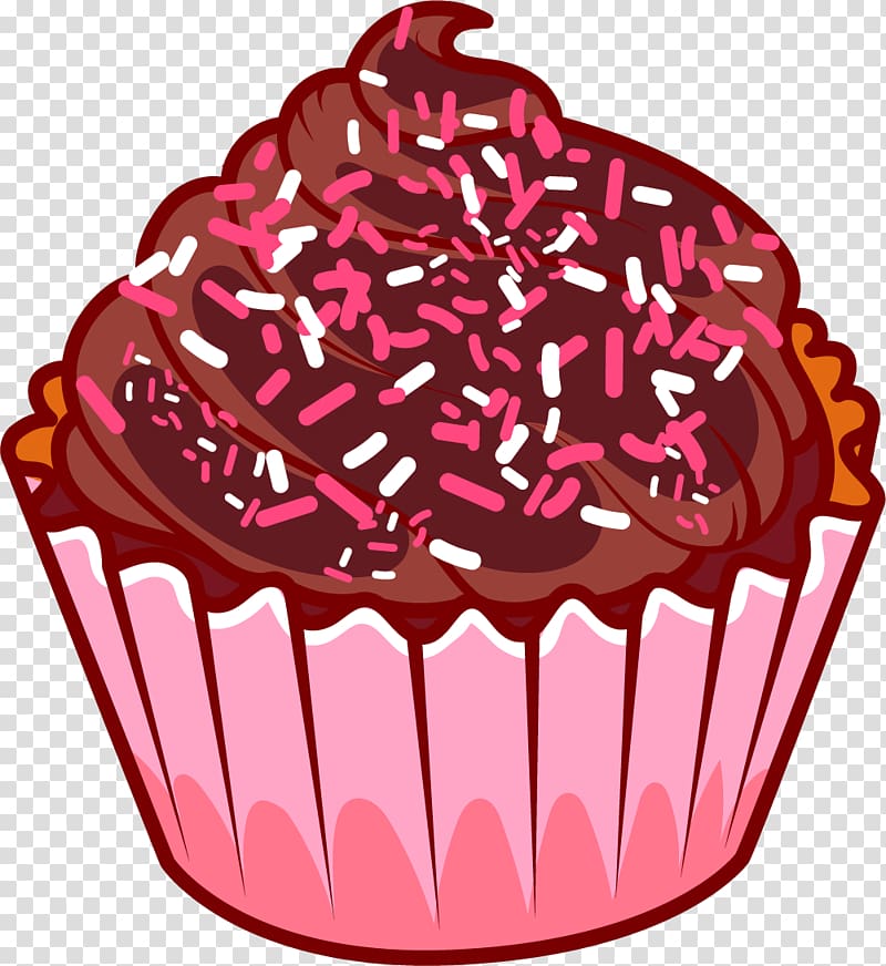red cupcake illustration, Cupcake Chocolate cake Chocolate ice cream Muffin, Cartoon cupcakes transparent background PNG clipart