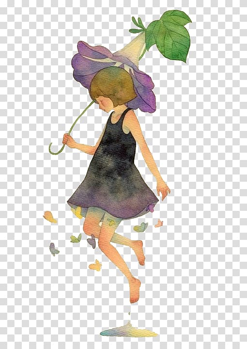 Illustrator Drawing Art Illustration, Morning glory fairy transparent background PNG clipart