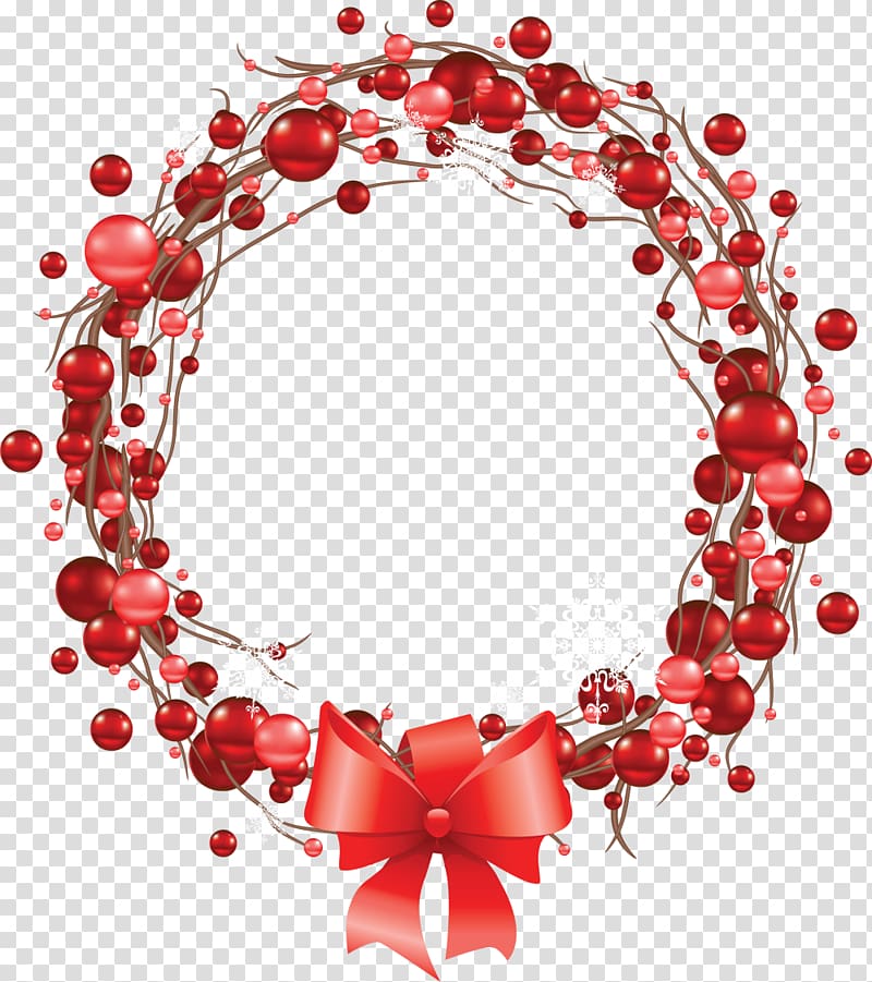 red baubles wreath , Advent wreath Christmas , Christmas wreath decoration material transparent background PNG clipart