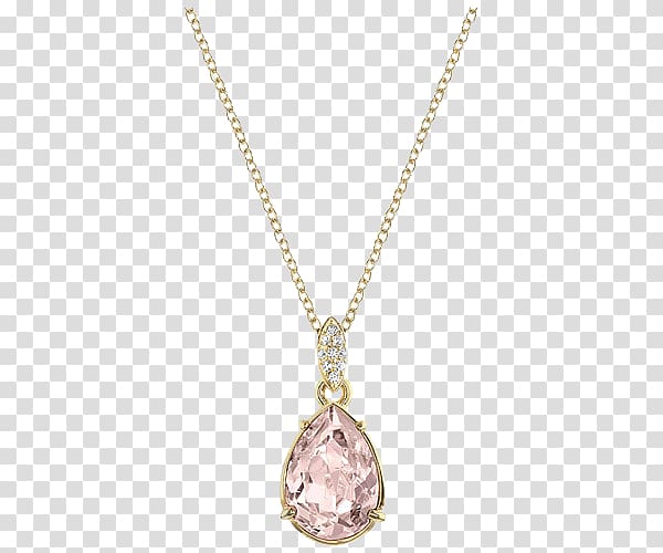 Locket Necklace Pendant Gold plating Swarovski AG, Swarovski Jewellery Ladies Pink Necklace transparent background PNG clipart