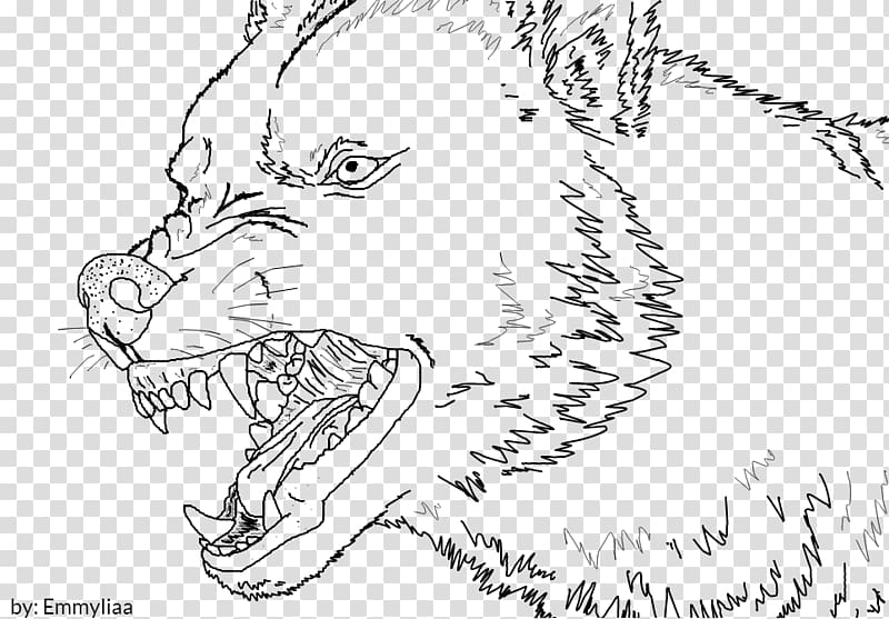 Line art Whiskers Sketch, angry wolf face transparent background PNG clipart