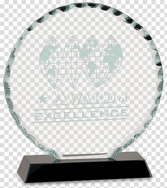 Glass Crystal Trophy Engraving Award, glass transparent background PNG clipart