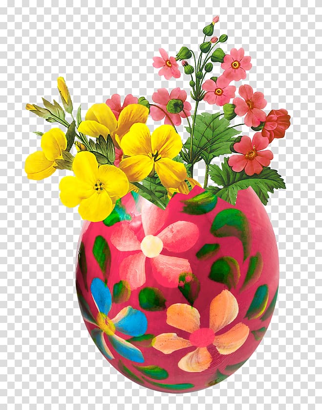 flowers painting, Easter Blog Merveille, Easter Egg Vase transparent background PNG clipart