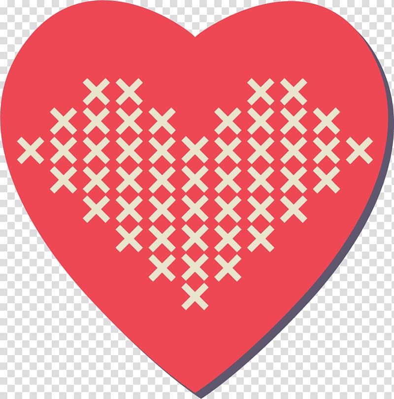 Valentine\'s Day Heart Embroidery Knitting, Romantic three-dimensional heart transparent background PNG clipart