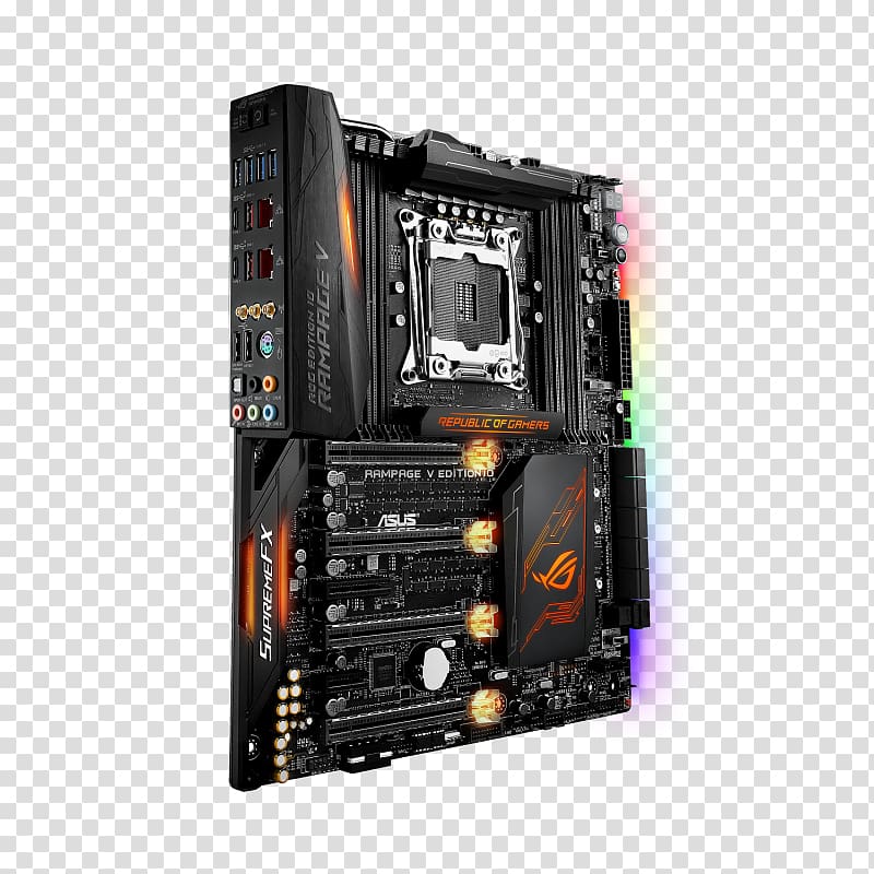 Intel X99 LGA 2011 Motherboard ASUS ROG Rampage V Edition 10, rog transparent background PNG clipart