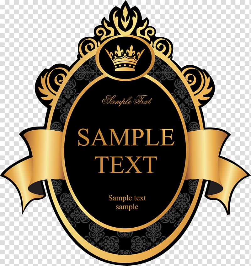 Sampe Text illustration, Golden crown Badge transparent background PNG clipart