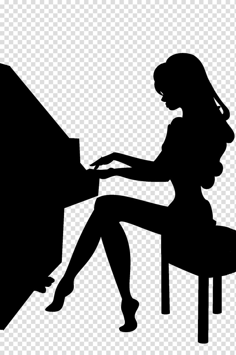 Piano Silhouette Music , woman transparent background PNG clipart