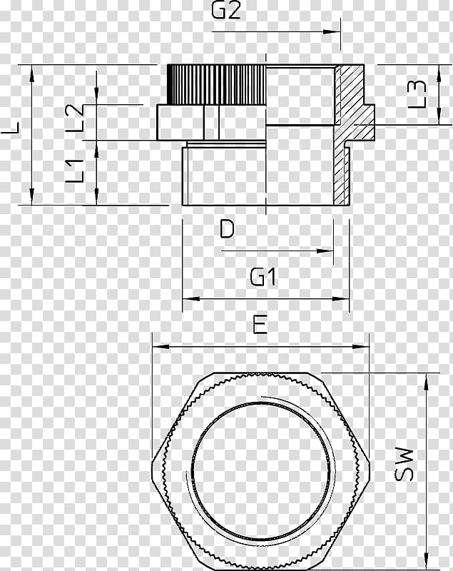 Cable gland OBO BETTERMANN Hungary Kft. ISO metric screw thread Technical drawing, Avi Systems transparent background PNG clipart