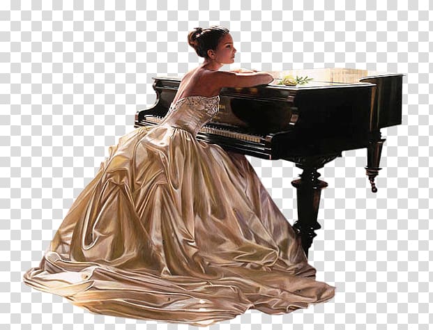 Бойжеткен Grand piano Animaatio, woman transparent background PNG clipart