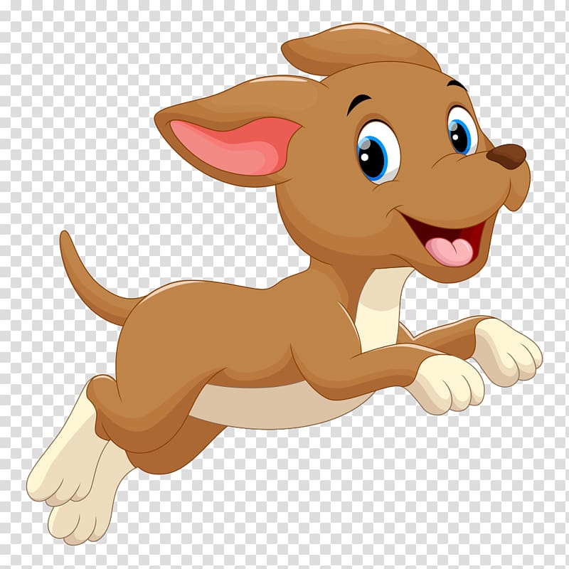 Brown dog illustration, Dog Puppy Cartoon , Running puppy transparent