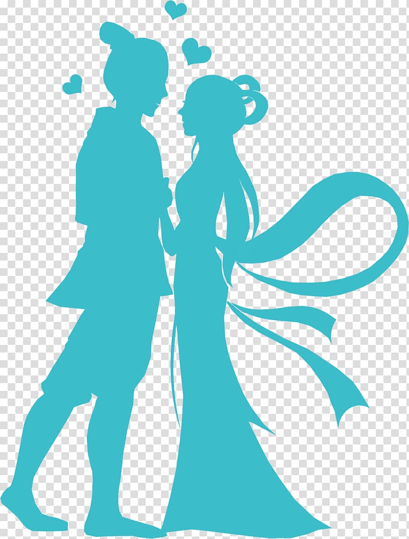 The Cowherd and the Weaver Girl Qixi Festival Silhouette, Tanabata couple transparent background PNG clipart