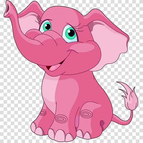 Cartoon, pink elephant transparent background PNG clipart