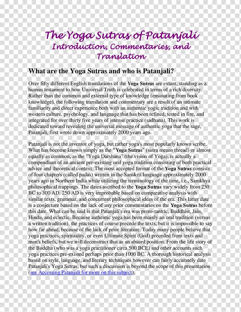 Yoga Sutras of Patanjali Yoga as exercise Essay, Yoga transparent background PNG clipart