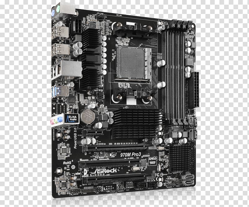 ASRock 970M Pro3 Motherboard microATX CPU socket Socket AM3, others transparent background PNG clipart