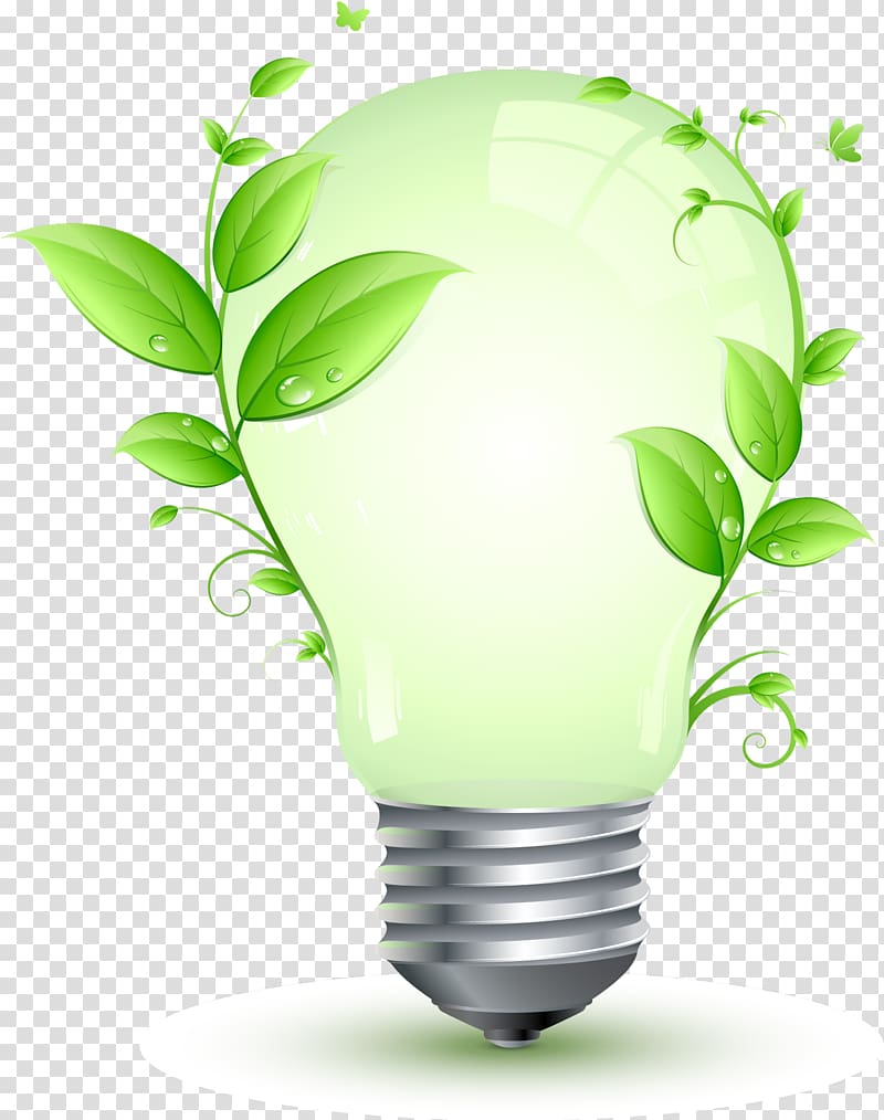 incandescent bulb with plant illustration, Energy conservation Efficient energy use Electricity Incandescent light bulb, energy saving bulb transparent background PNG clipart