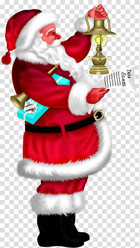 Santa Claus Rudolph Christmas , Santa Claus with a lantern transparent background PNG clipart