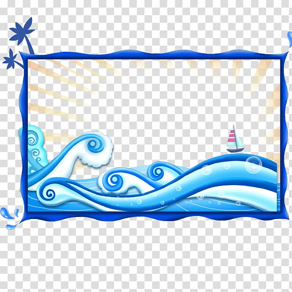Wind wave Sea, Blue sea border transparent background PNG clipart