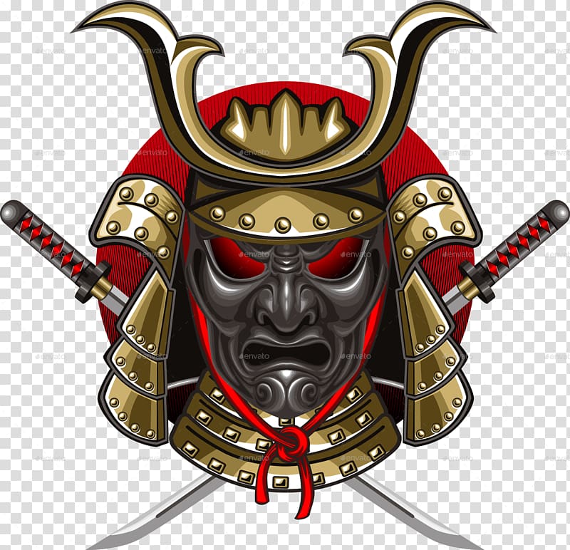 Samurai mask, T-shirt Samurai Mask Katana Decal, Samurai transparent background PNG clipart
