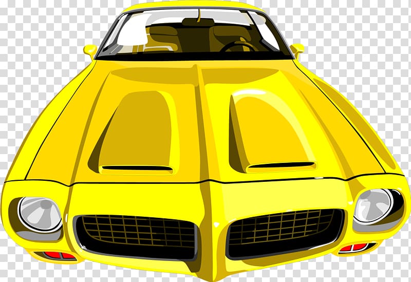 Pontiac Firebird Sports car , hand painted yellow sports car transparent background PNG clipart