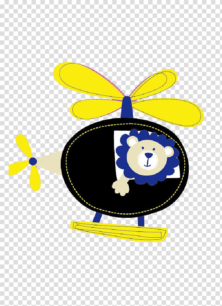 Helicopter Cartoon Lion Illustration, Black helicopter transparent background PNG clipart